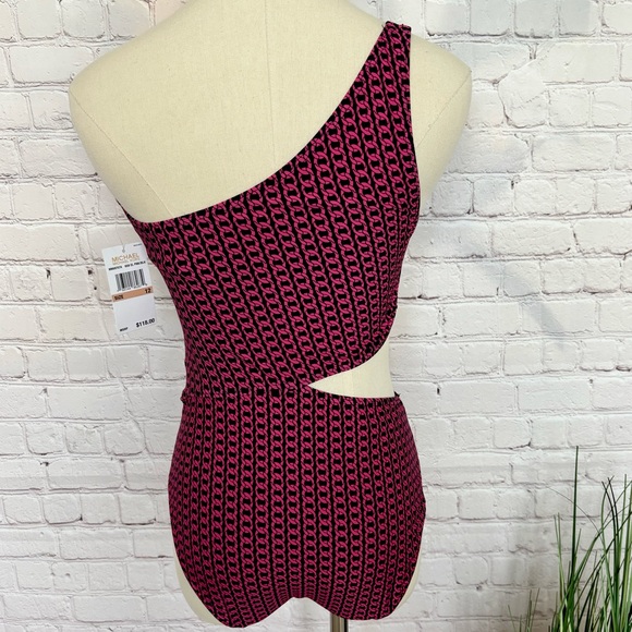 MICHAEL KORS Asymmetric One Shoulder Cutout One-Piece Swimsuit--12 - Picture 9 of 14